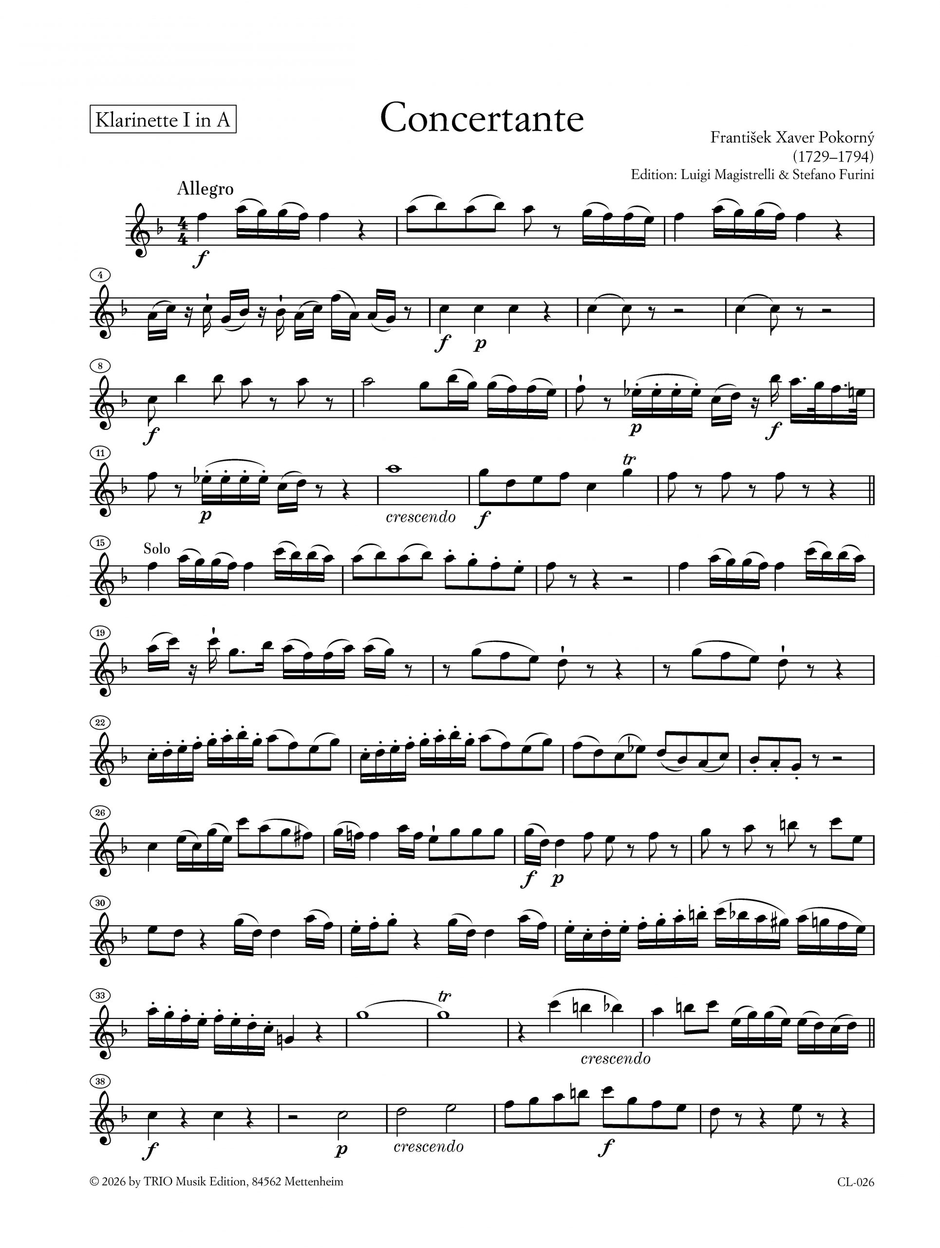 Frantisek Pokorny - Concertante für 2 Klarinetten, Violoncello und Klavier – Bild 5